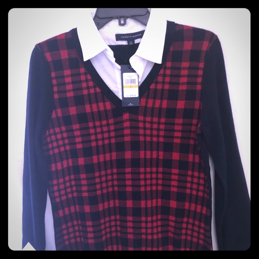 Tommy Hilfiger long sleeved collar shirt combo .